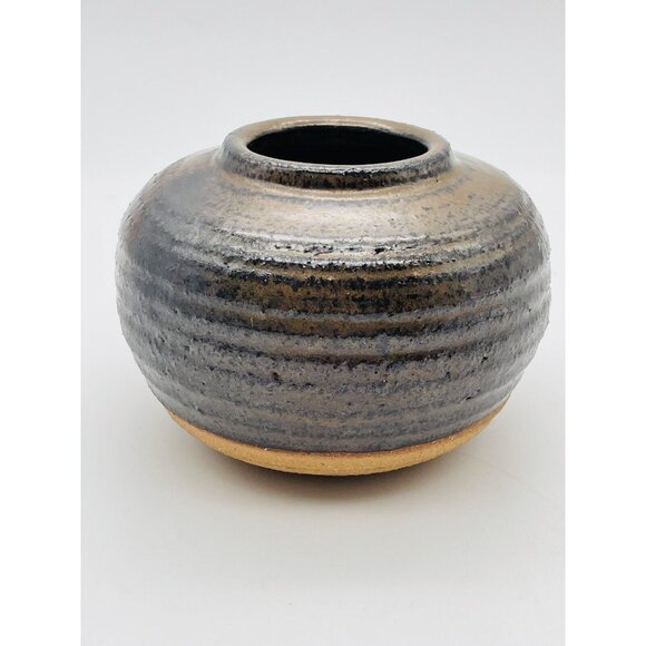 Studio Pottery Sandstone Two Tone Brown Glazed Small Vase - Picture 4 of 7